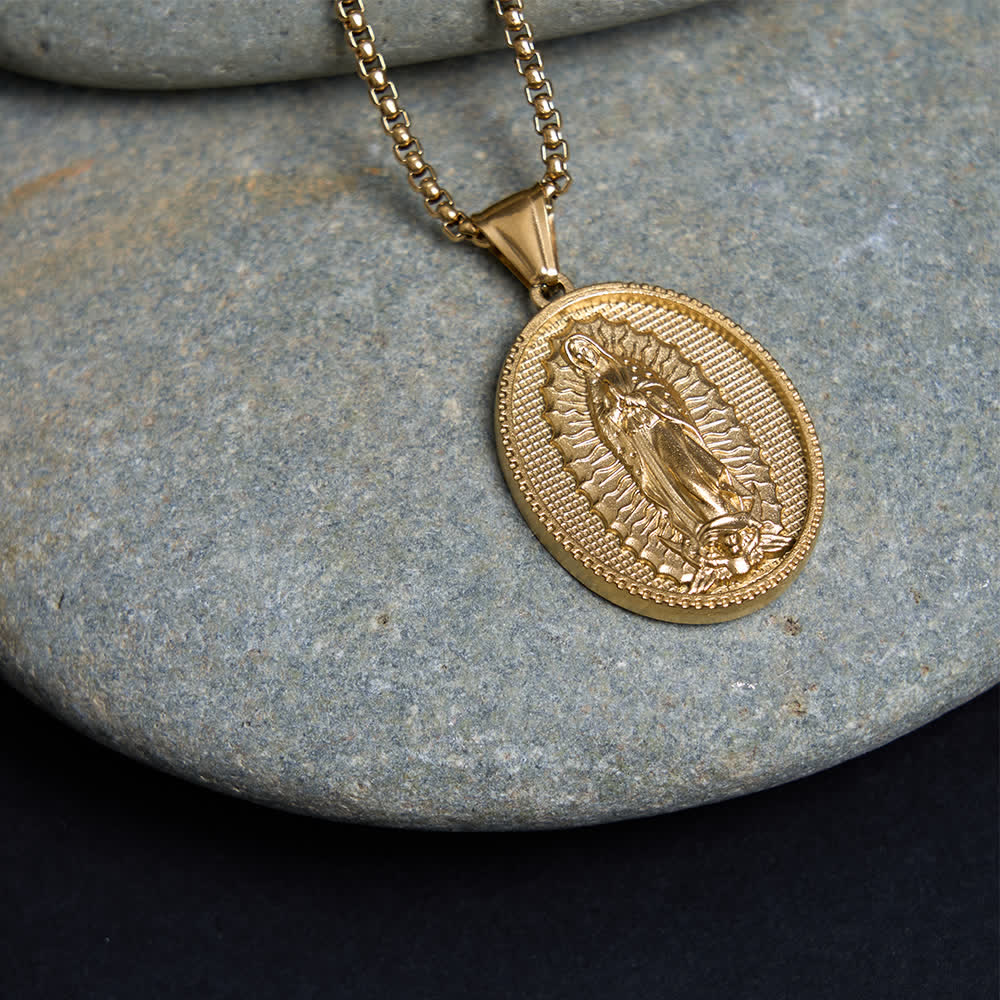 Christianartworkshop Collier Notre-Dame de Guadalupe Vierge Marie - Chaîne à maillons - Dorée - image 9