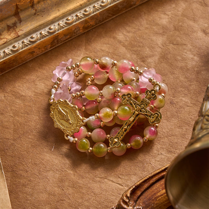 Christianartworkshop Chapelet fantaisie à perles dégradées de liseron mat : pour la méditation quotidienne privée - image 2