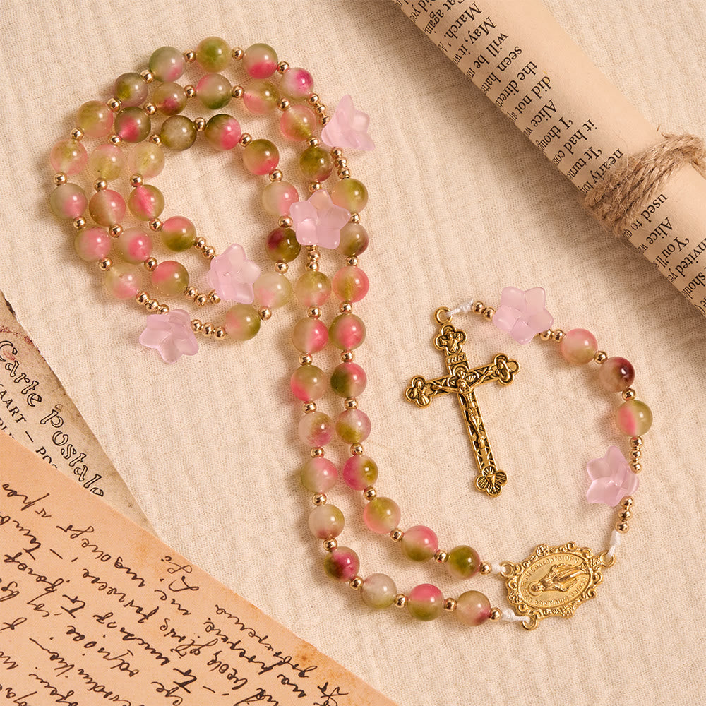 Christianartworkshop Chapelet fantaisie à perles dégradées de liseron mat : pour la méditation quotidienne privée - image 3