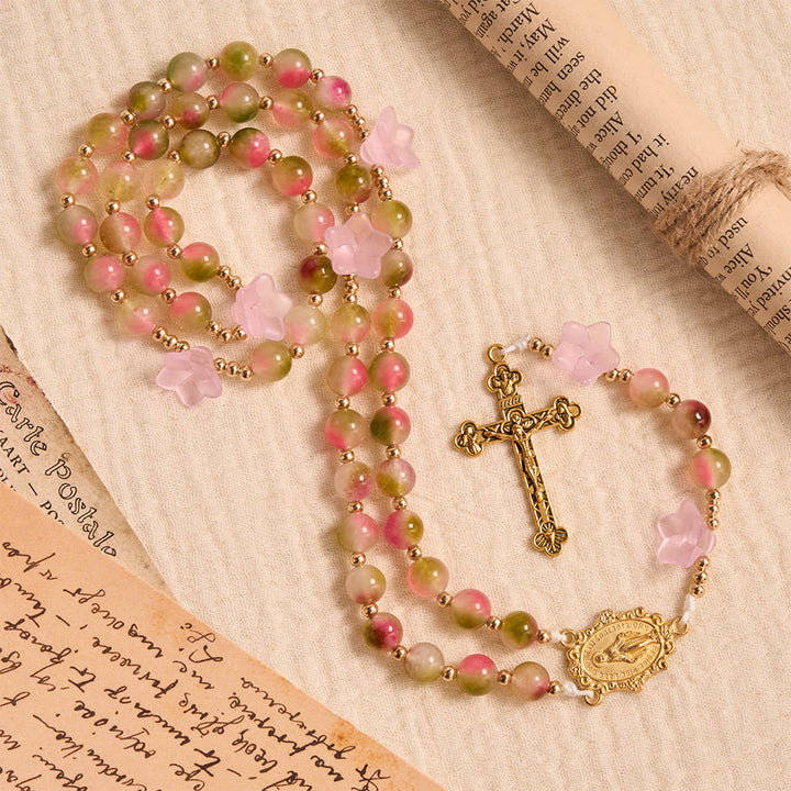 Christianartworkshop Chapelet fantaisie à perles dégradées de liseron mat : pour la méditation quotidienne privée - image 3
