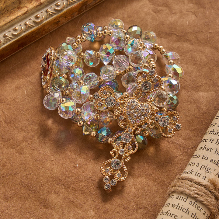 Christianartworkshop Chapelet en verre irisé dégradé en forme de larme, orné d'une croix dorée et de pierres précieuses et d'un médaillon de Notre-Dame d'Aparecida - image 4