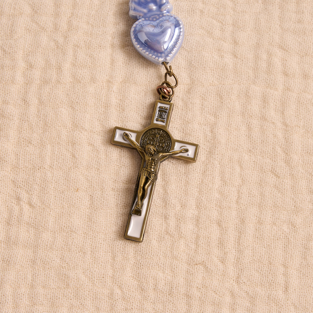 Chapelet de prière en céramique émaillée brillante avec médaillon représentant le Sacré-Cœur, Christianartworkshop - image 7