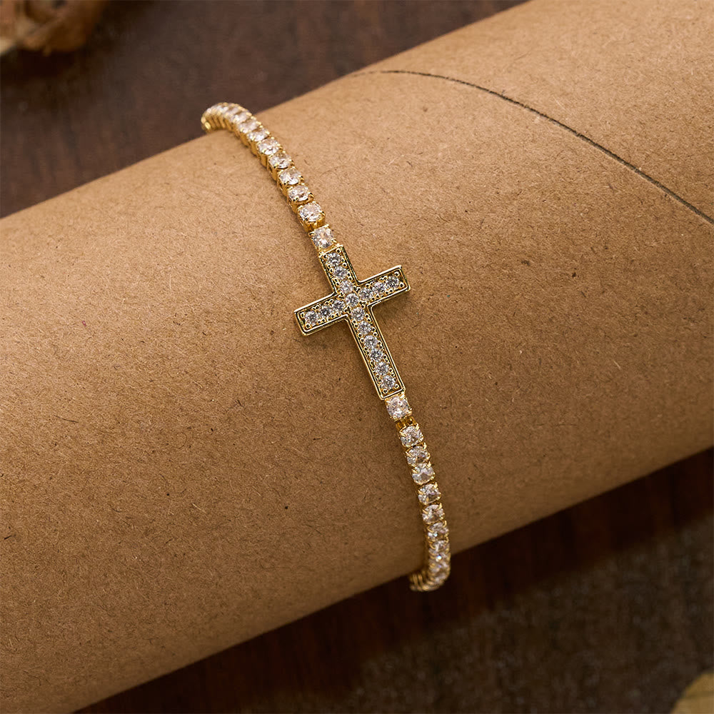 Christianartworkshop Bracelet de tennis ajustable en forme de croix, entièrement pavé de zircon étincelant : emblème de la guidance céleste rayonnante - image 8
