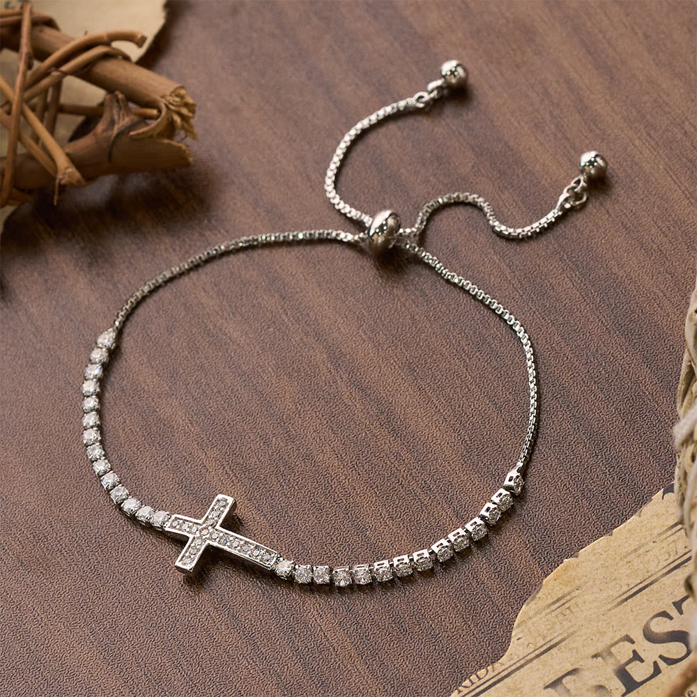 Christianartworkshop Bracelet de tennis ajustable en forme de croix, entièrement pavé de zircon étincelant : emblème de la guidance céleste rayonnante - image 6