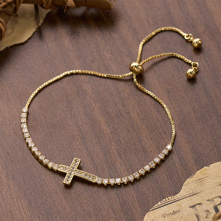 Christianartworkshop Bracelet de tennis ajustable en forme de croix, entièrement pavé de zircon étincelant : emblème de la guidance céleste rayonnante - image 10
