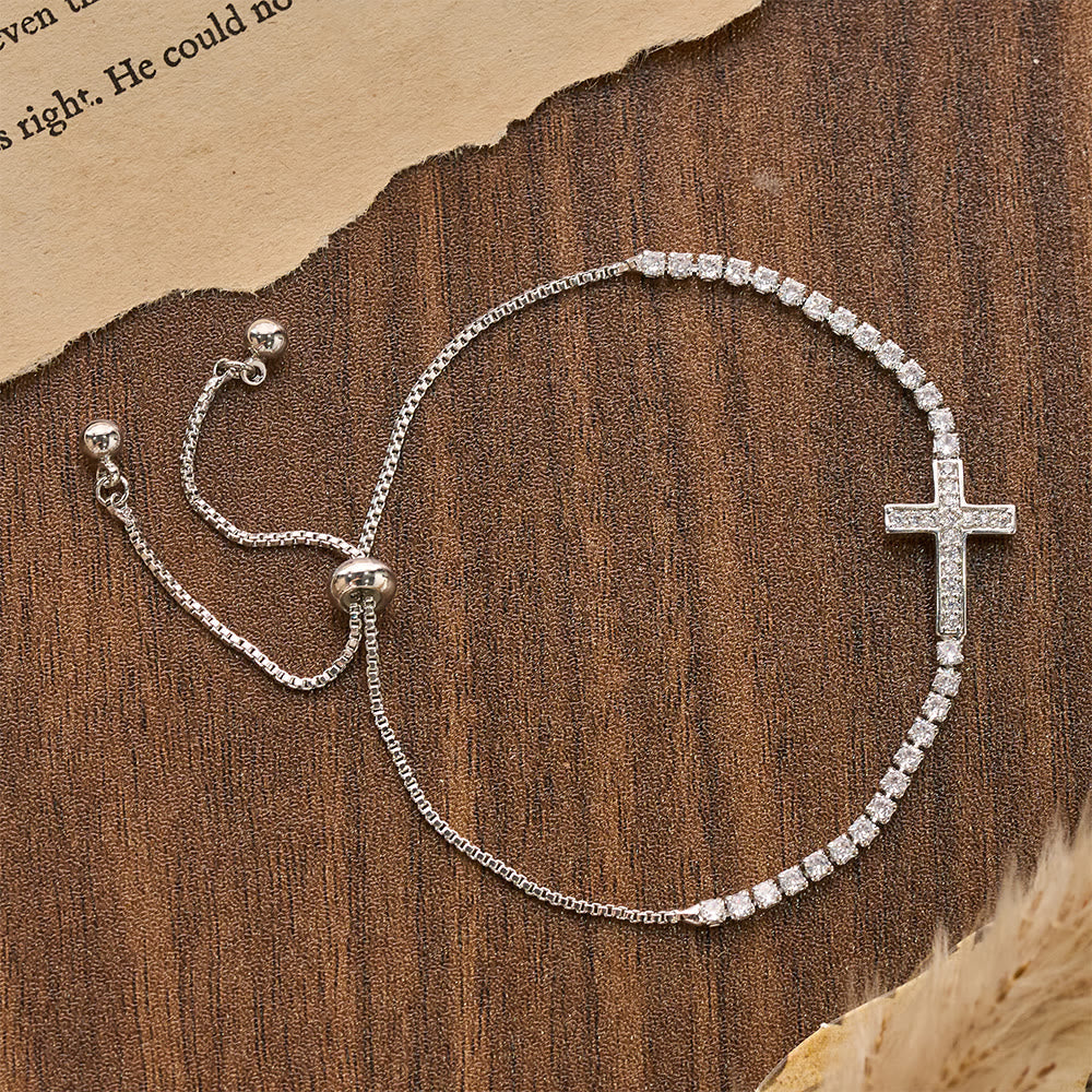 Christianartworkshop Bracelet de tennis ajustable en forme de croix, entièrement pavé de zircon étincelant : emblème de la guidance céleste rayonnante - image 5