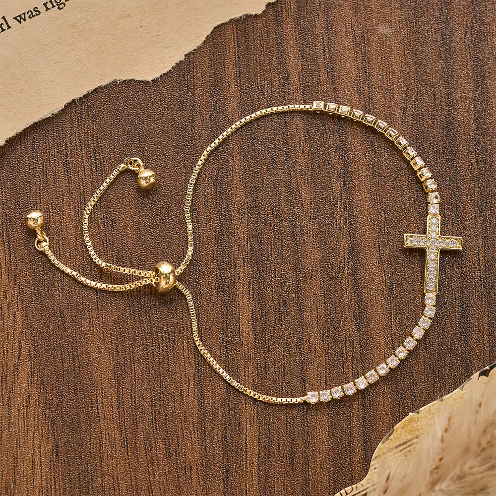 Christianartworkshop Bracelet de tennis ajustable en forme de croix, entièrement pavé de zircon étincelant : emblème de la guidance céleste rayonnante - image 9
