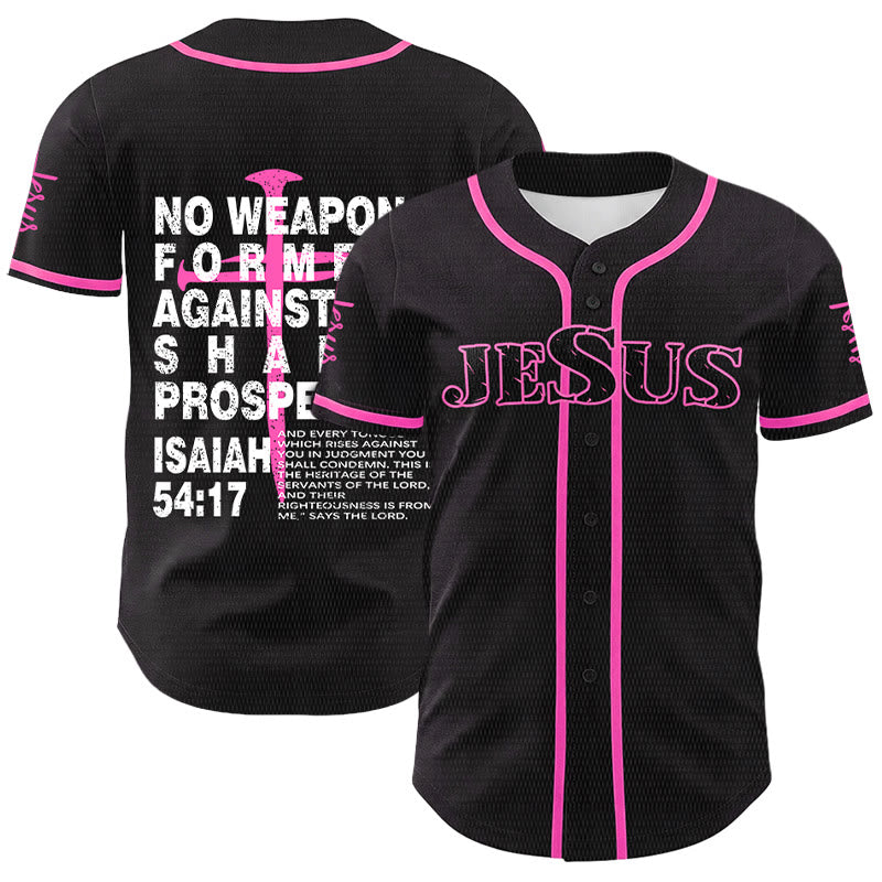 Christianartworkshop Maillot de baseball « Aucune arme forgée contre moi ne prospérera » - Rose - 5XL - image 15