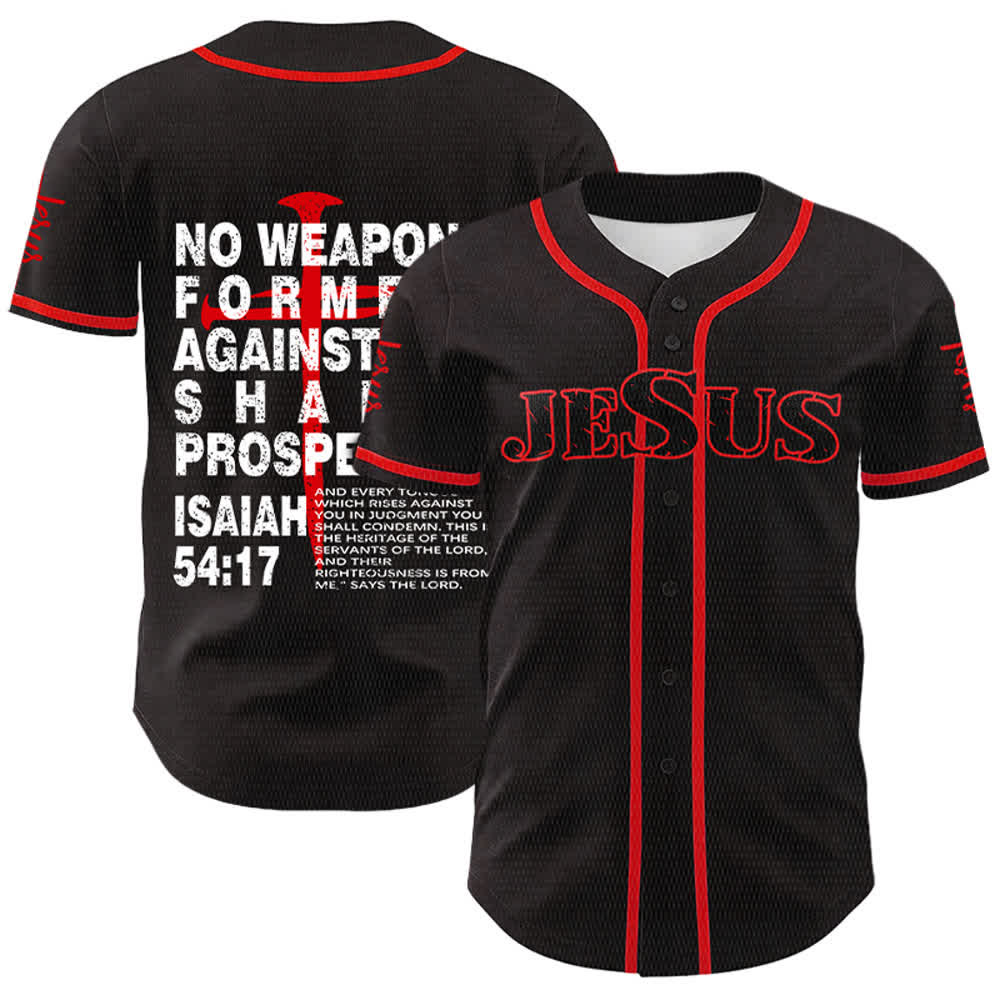Christianartworkshop Maillot de baseball « Aucune arme forgée contre moi ne prospérera » - Rouge - 5XL - image 3