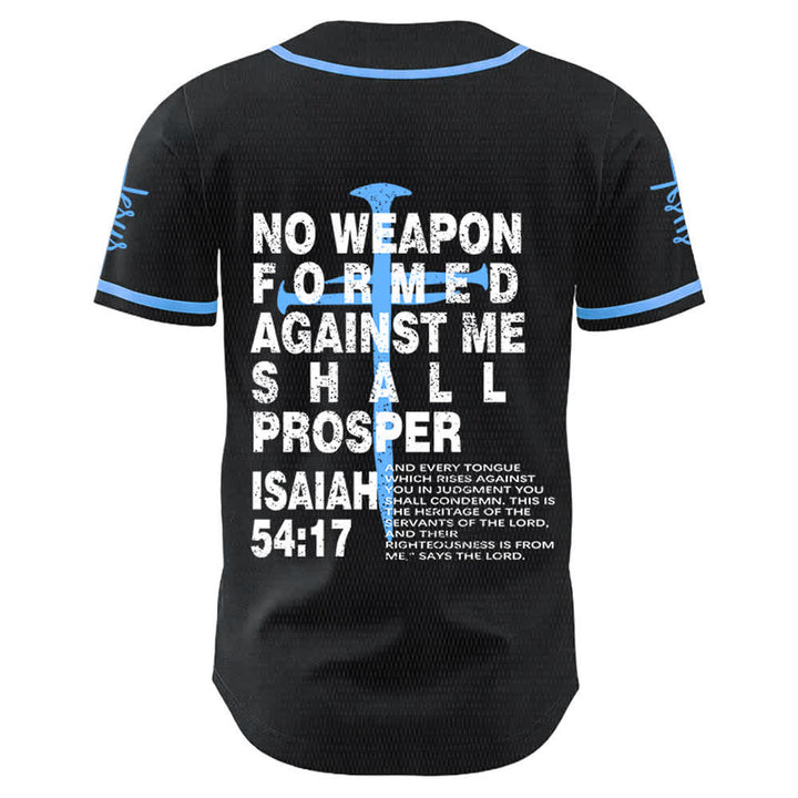 Christianartworkshop Maillot de baseball « Aucune arme forgée contre moi ne prospérera » - Bleu - 5XL - image 12