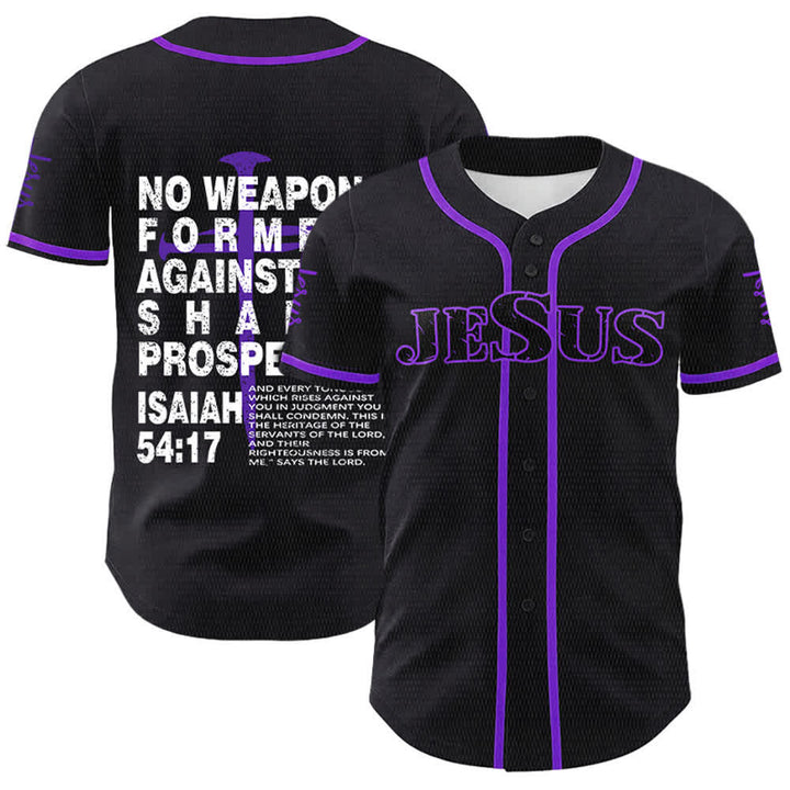 Christianartworkshop Maillot de baseball « Aucune arme forgée contre moi ne prospérera » - Violet - 5XL - image 21