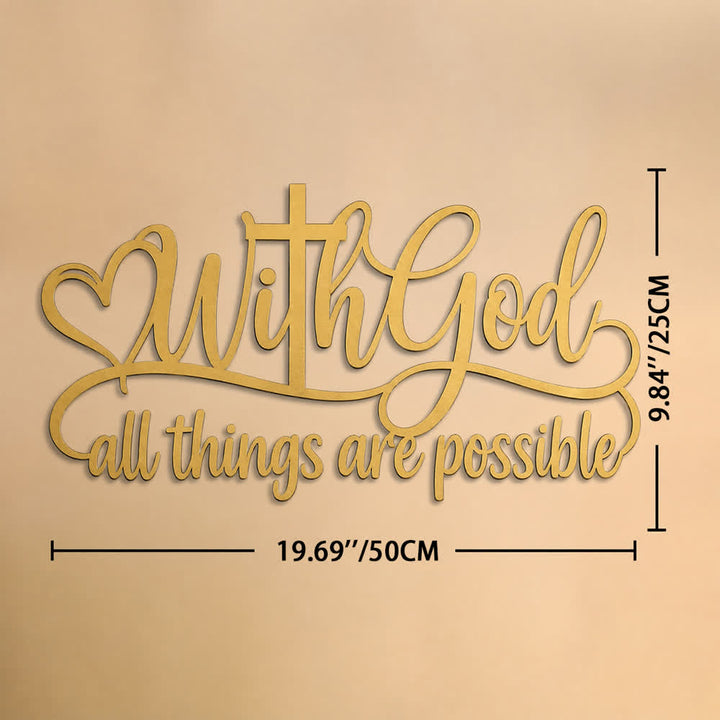 Christianartworkshop Croix Cœur d'Or avec Dieu, Décoration Murale Métallique Tout Est Possible : Symbole de Force Divine Infinie - 19,69''*9,84''*0,06''/50*25*0,15cm - image 9