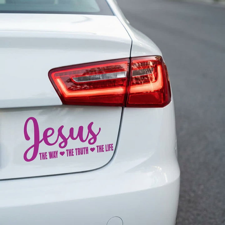 Christianartworkshop Autocollant de vitre de voiture avec l'inscription « Jésus en écriture cursive : Le Chemin, la Vérité, la Vie » et un cœur. - image 8