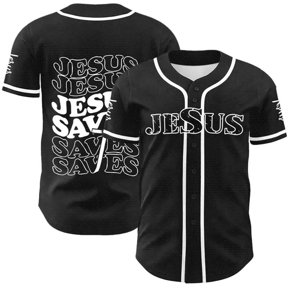 Christianartworkshop Maillot de baseball unisexe personnalisé « Jésus sauve » - Blanc - 5XL - image 3