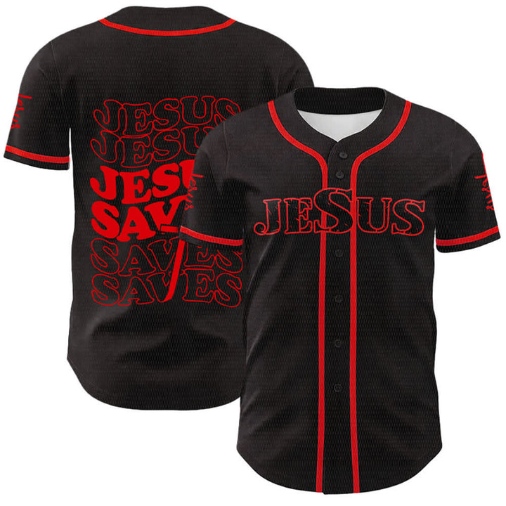 Christianartworkshop Maillot de baseball unisexe personnalisé « Jésus sauve » - Rouge - 5XL - image 6