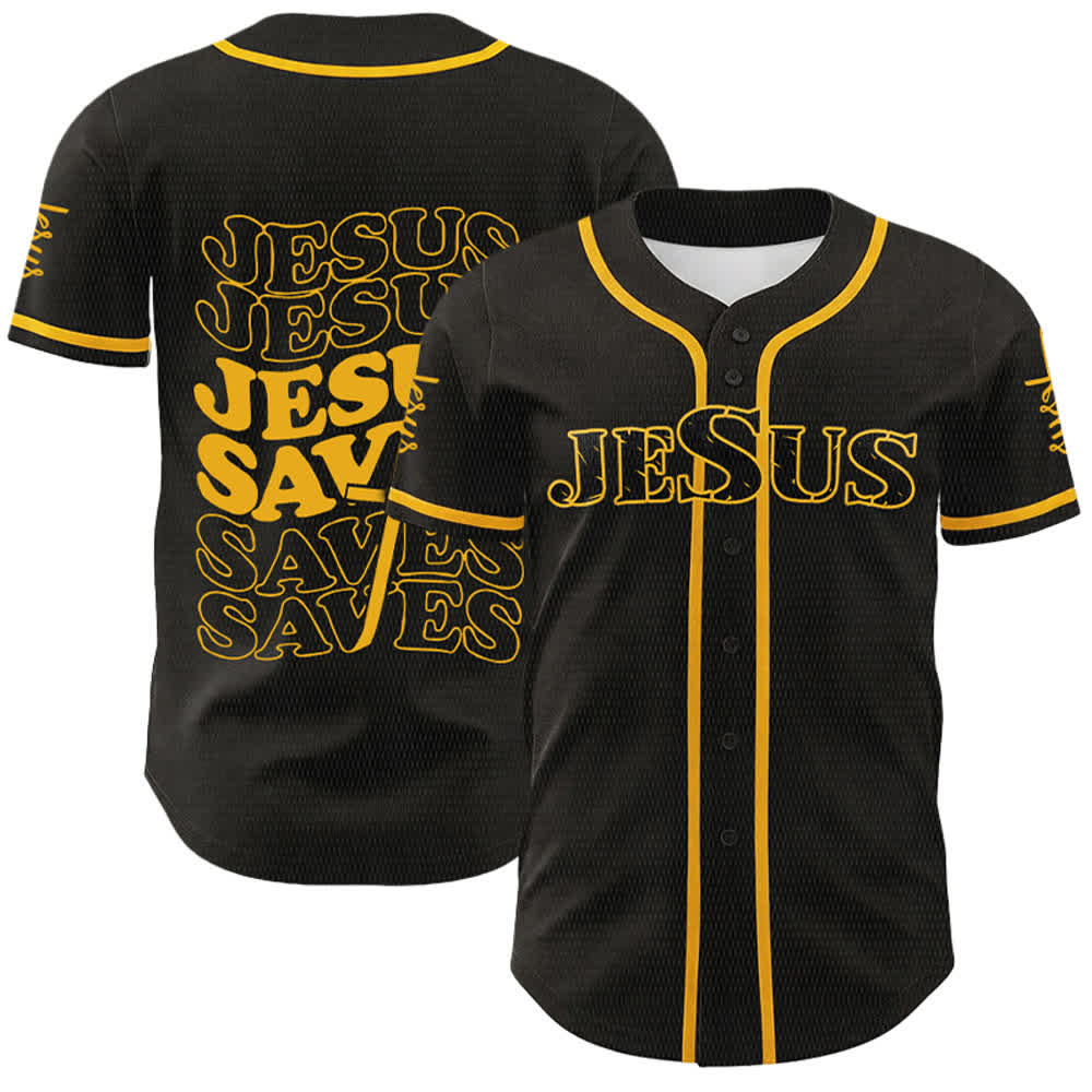 Christianartworkshop Maillot de baseball unisexe personnalisé « Jésus sauve » - Jaune - 5XL - image 9