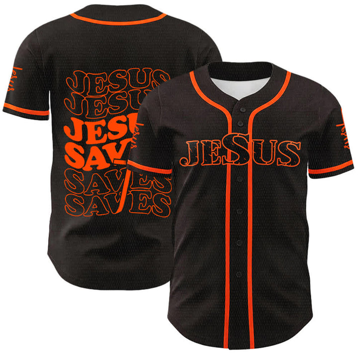 Christianartworkshop Maillot de baseball unisexe personnalisé « Jésus sauve » - Orange - 5XL - image 12
