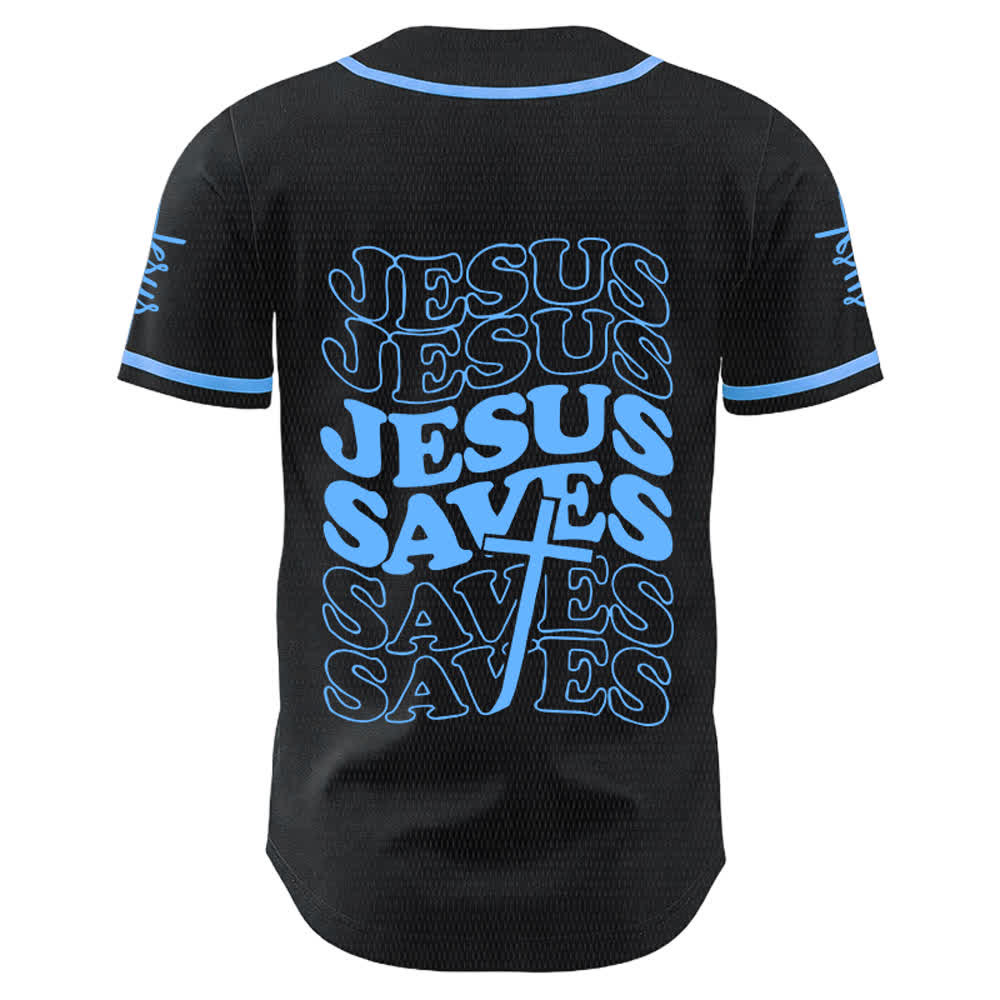 Christianartworkshop Maillot de baseball unisexe personnalisé « Jésus sauve » - image 1