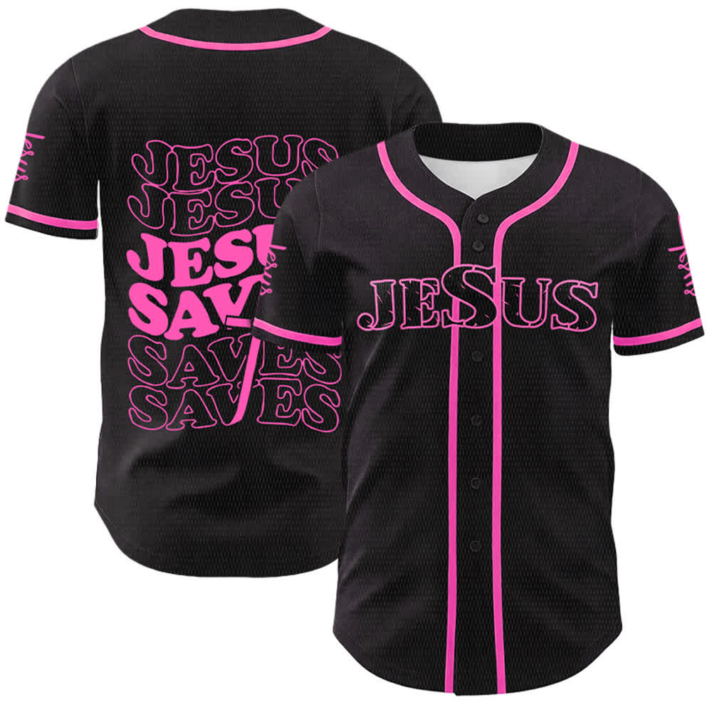 Christianartworkshop Maillot de baseball unisexe personnalisé « Jésus sauve » - Rose - 5XL - image 15