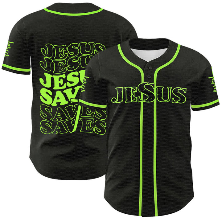 Christianartworkshop Maillot de baseball unisexe personnalisé « Jésus sauve » - Vert - 5XL - image 18