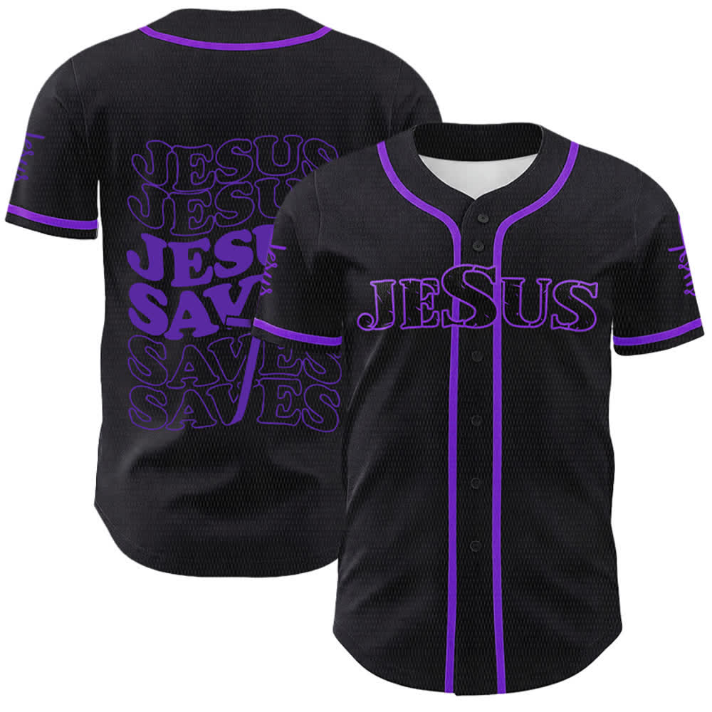 Christianartworkshop Maillot de baseball unisexe personnalisé « Jésus sauve » - Violet - 5XL - image 21