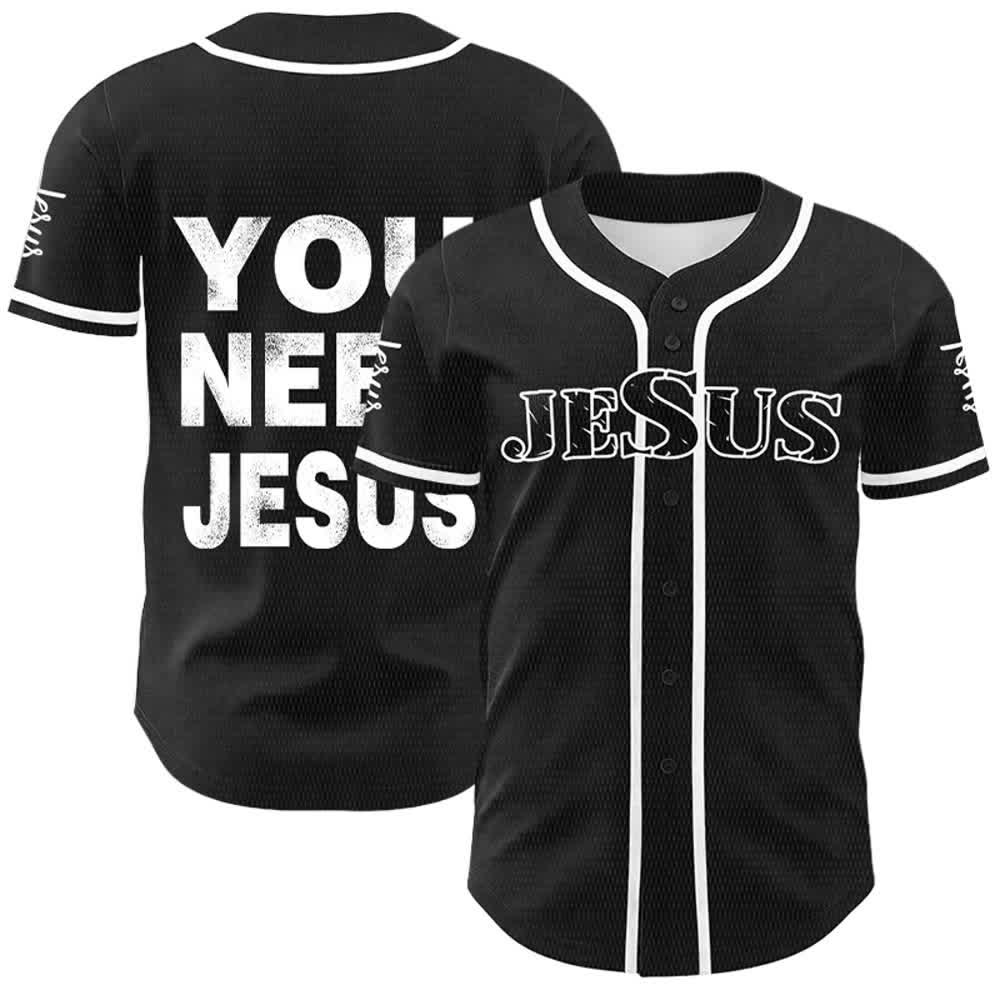 Christianartworkshop Maillot de baseball unisexe « You Need Jesus Faith Statement » - Blanc - 5XL - image 3
