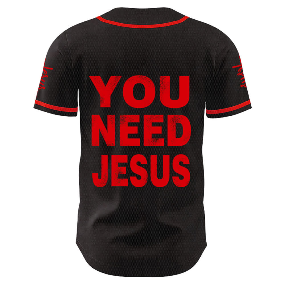 Christianartworkshop Maillot de baseball unisexe « You Need Jesus Faith Statement » - image 1