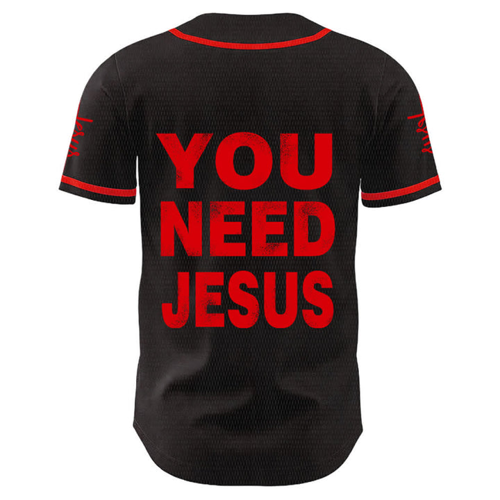 Christianartworkshop Maillot de baseball unisexe « You Need Jesus Faith Statement » - image 1