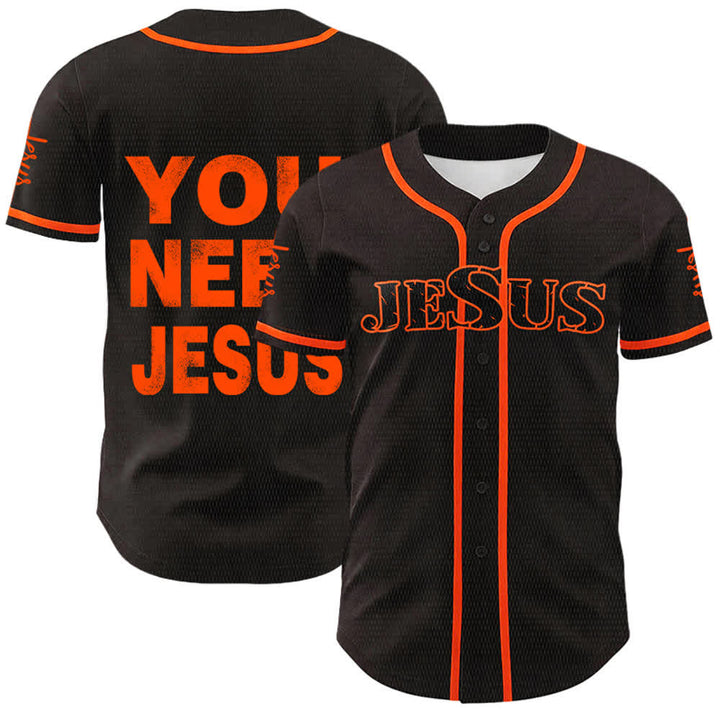 Christianartworkshop Maillot de baseball unisexe « You Need Jesus Faith Statement » - Orange - 5XL - image 9