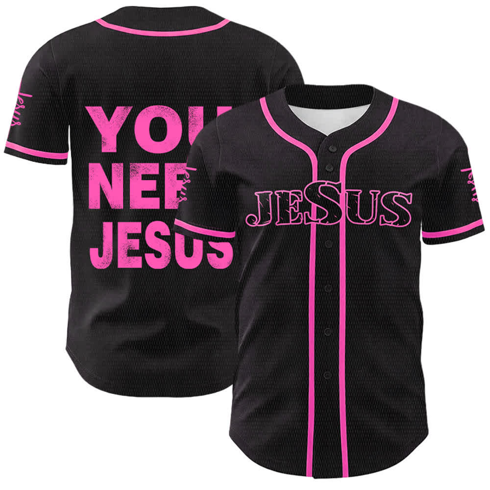 Christianartworkshop Maillot de baseball unisexe « You Need Jesus Faith Statement » - Rose - 5XL - image 15