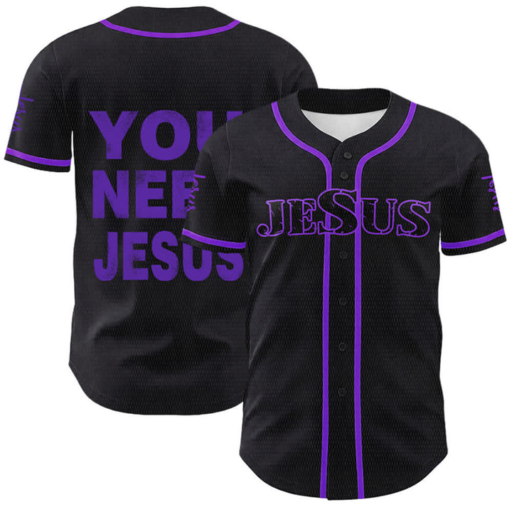 Christianartworkshop Maillot de baseball unisexe « You Need Jesus Faith Statement » - Violet - 5XL - image 21