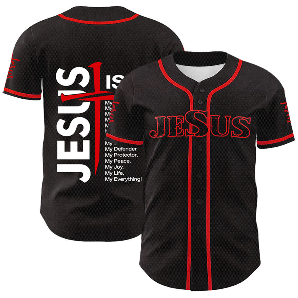 Christianartworkshop Maillot de baseball unisexe « Jésus est mon tout » - Rouge - 5XL - image 3