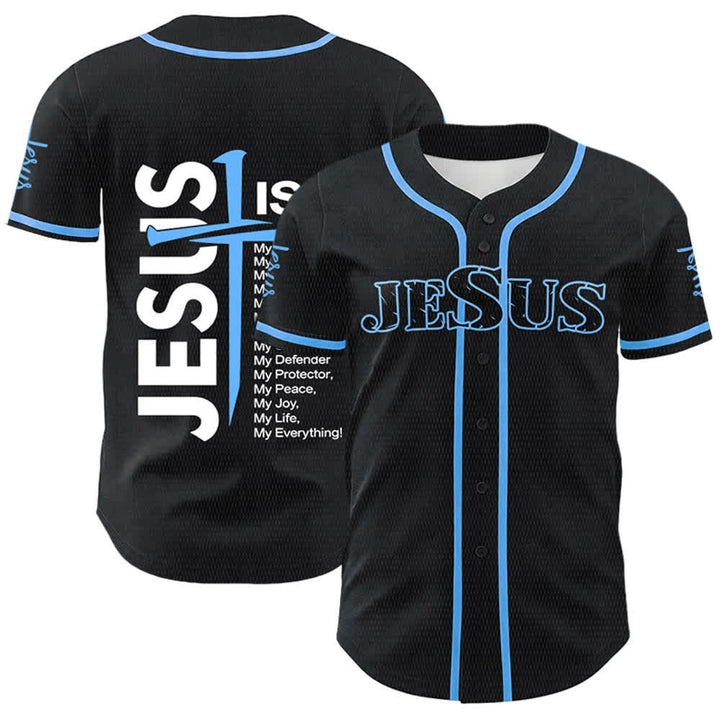 Christianartworkshop Maillot de baseball unisexe « Jésus est mon tout » - Bleu - 5XL - image 0