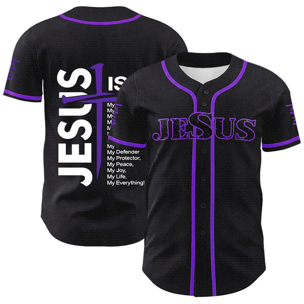 Christianartworkshop Maillot de baseball unisexe « Jésus est mon tout » - Violet - 5XL - image 21