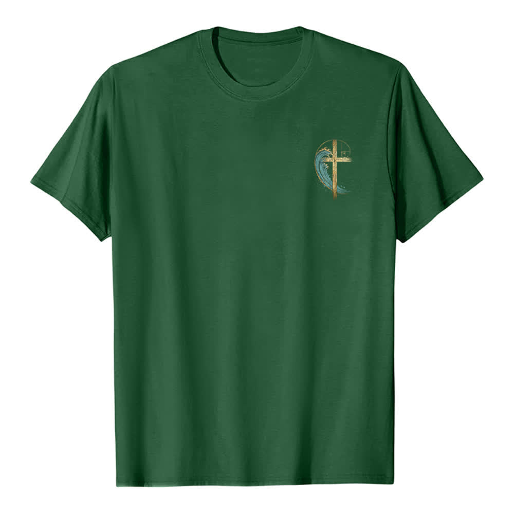 Christianartworkshop T-shirt classique imprimé recto-verso avec motif de la vague de Fibonacci et croix d'or - image 17
