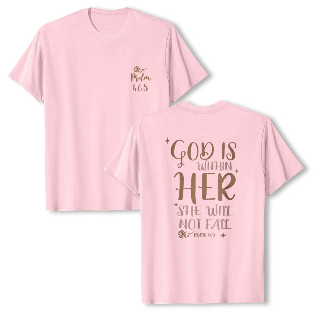 Christianartworkshop T-shirt classique imprimé avec le verset Psaume 46:5 et l'inscription « Dieu est en elle » (double face) - Rose - 2XL - image 12