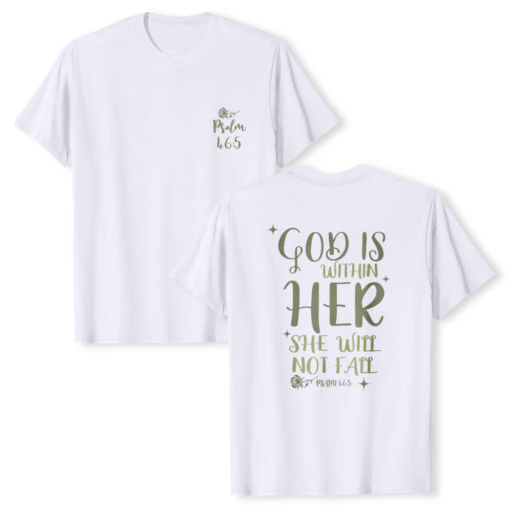 Christianartworkshop T-shirt classique imprimé avec le verset Psaume 46:5 et l'inscription « Dieu est en elle » (double face) - Blanc - 2XL - image 15