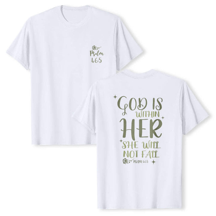 Christianartworkshop T-shirt classique imprimé avec le verset Psaume 46:5 et l'inscription « Dieu est en elle » (double face) - Blanc - 2XL - image 15