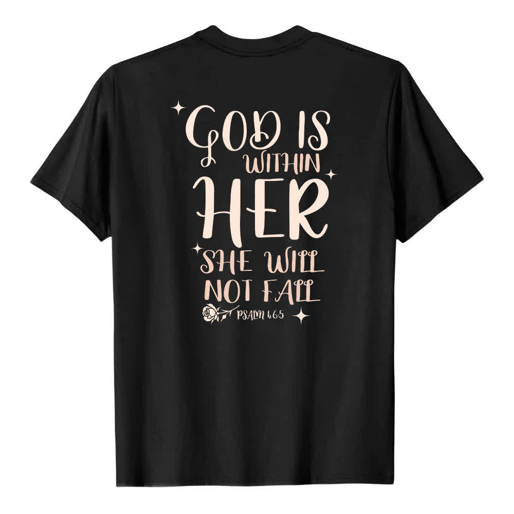 Christianartworkshop T-shirt classique imprimé avec le verset Psaume 46:5 et l'inscription « Dieu est en elle » (double face) - image 1