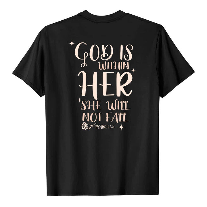 Christianartworkshop T-shirt classique imprimé avec le verset Psaume 46:5 et l'inscription « Dieu est en elle » (double face) - image 1
