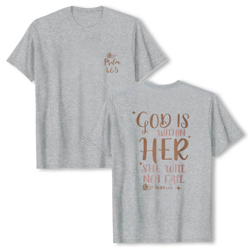 Christianartworkshop T-shirt classique imprimé avec le verset Psaume 46:5 et l'inscription « Dieu est en elle » (double face) - Gris - 2XL - image 21