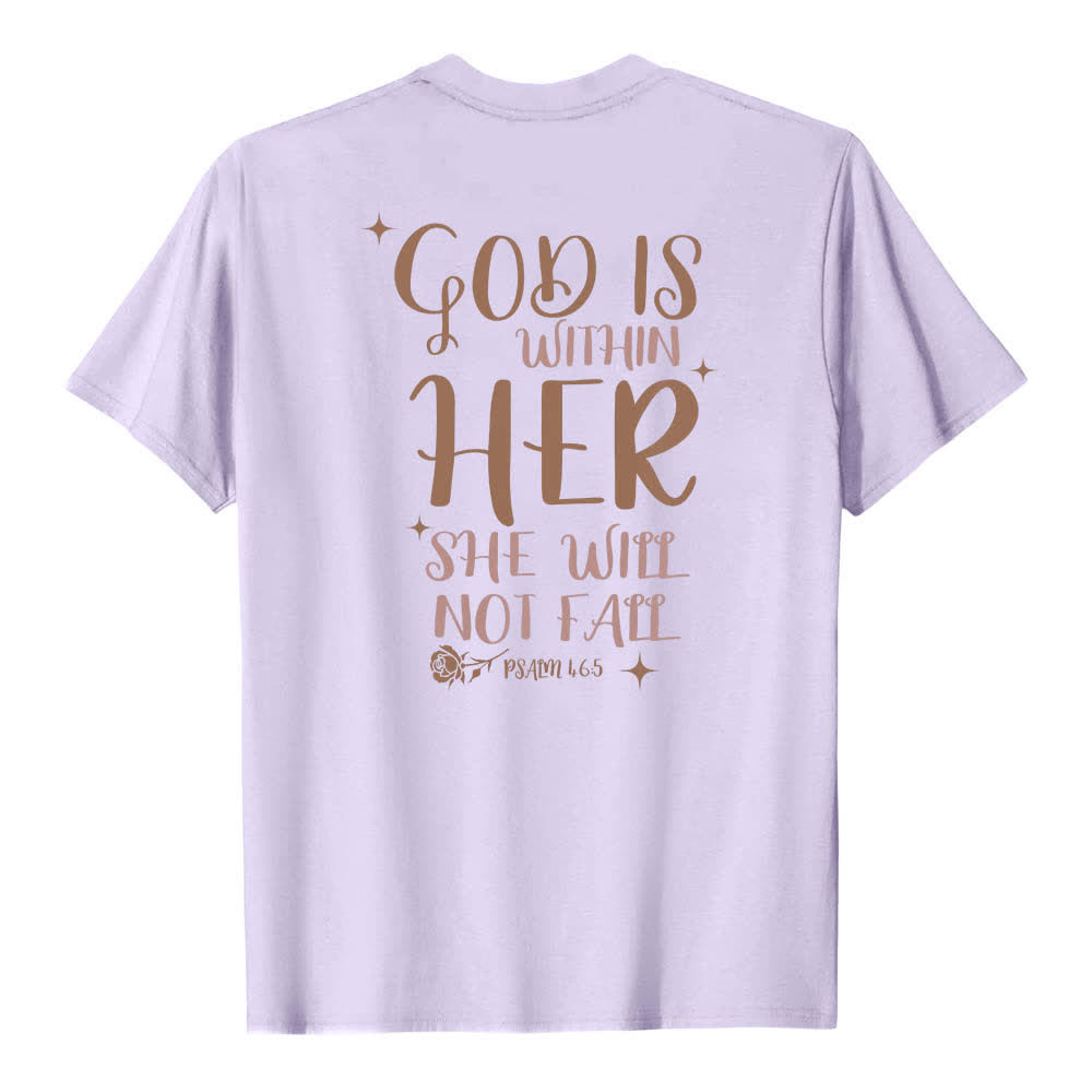 Christianartworkshop T-shirt classique imprimé avec le verset Psaume 46:5 et l'inscription « Dieu est en elle » (double face) - image 7