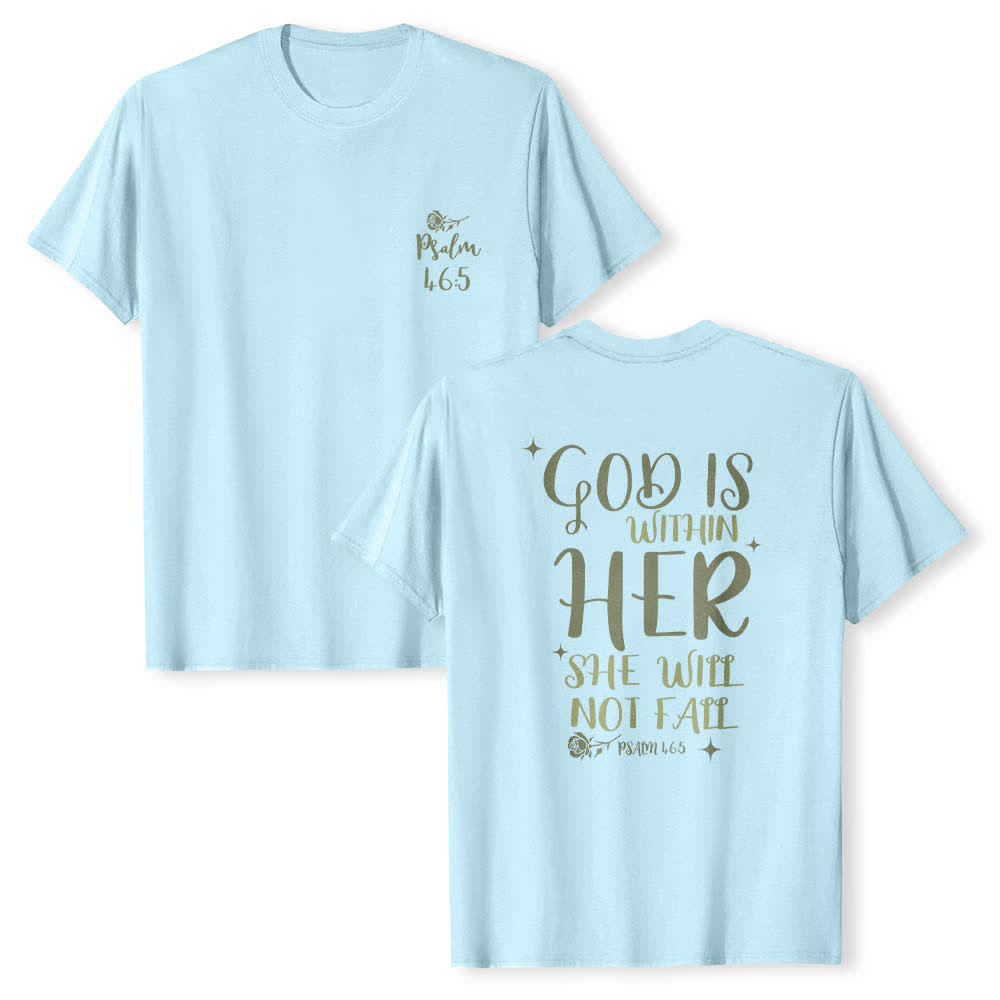 Christianartworkshop T-shirt classique imprimé avec le verset Psaume 46:5 et l'inscription « Dieu est en elle » (double face) - Bleu - 2XL - image 3