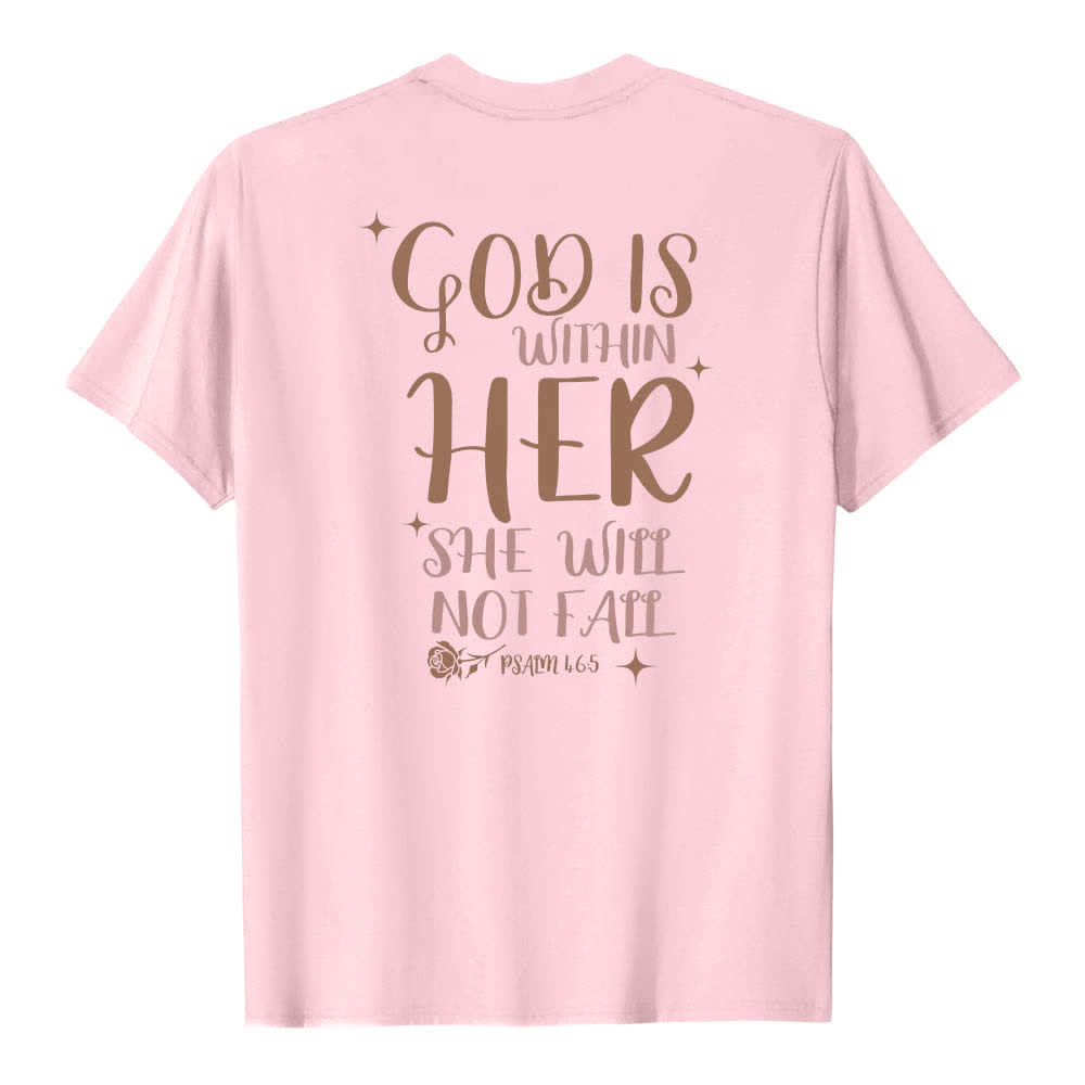 Christianartworkshop T-shirt classique imprimé avec le verset Psaume 46:5 et l'inscription « Dieu est en elle » (double face) - image 13