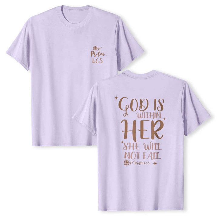 Christianartworkshop T-shirt classique imprimé avec le verset Psaume 46:5 et l'inscription « Dieu est en elle » (double face) - Violet - 2XL - image 6