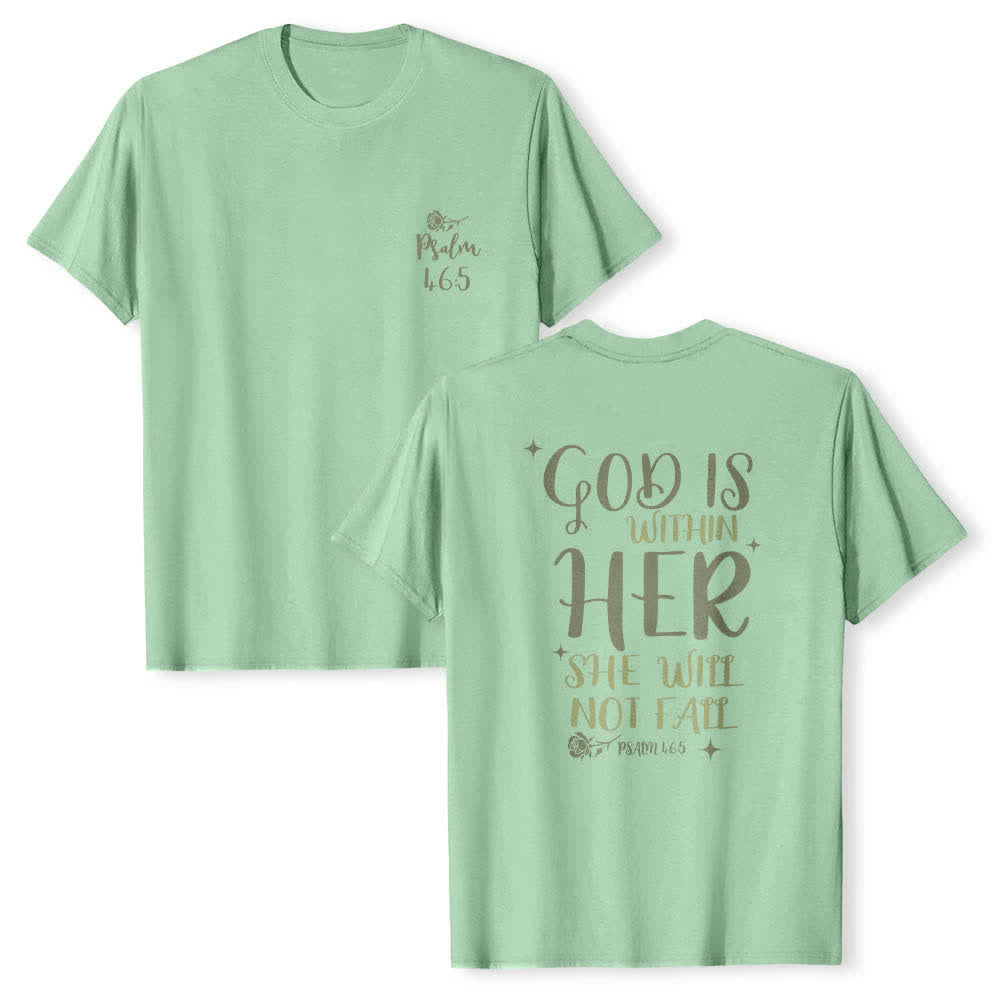 Christianartworkshop T-shirt classique imprimé avec le verset Psaume 46:5 et l'inscription « Dieu est en elle » (double face) - Vert clair - 2XL - image 9