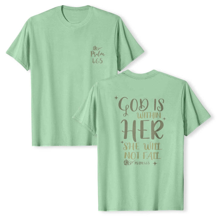 Christianartworkshop T-shirt classique imprimé avec le verset Psaume 46:5 et l'inscription « Dieu est en elle » (double face) - Vert clair - 2XL - image 9