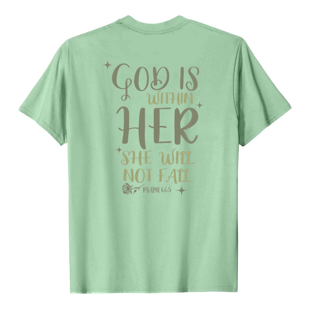 Christianartworkshop T-shirt classique imprimé avec le verset Psaume 46:5 et l'inscription « Dieu est en elle » (double face) - image 10