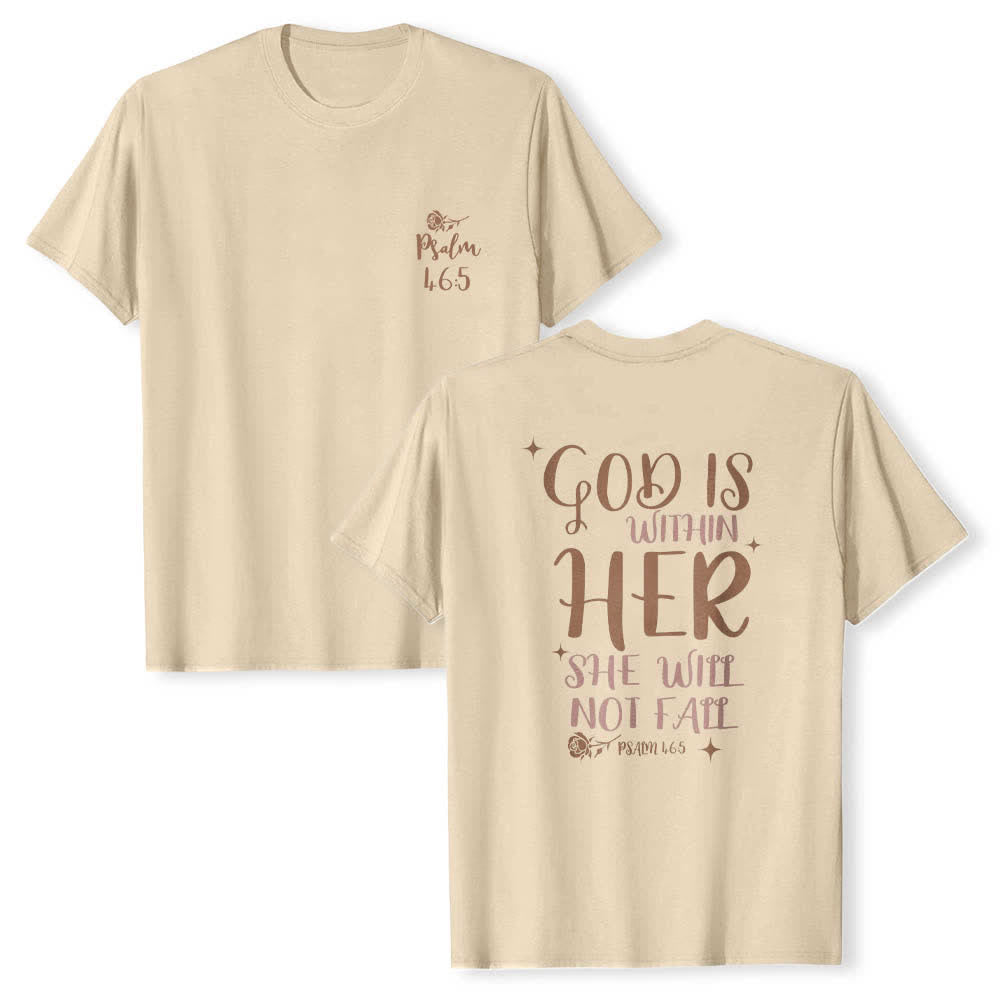 Christianartworkshop T-shirt classique imprimé avec le verset Psaume 46:5 et l'inscription « Dieu est en elle » (double face) - Beige - 2XL - image 18