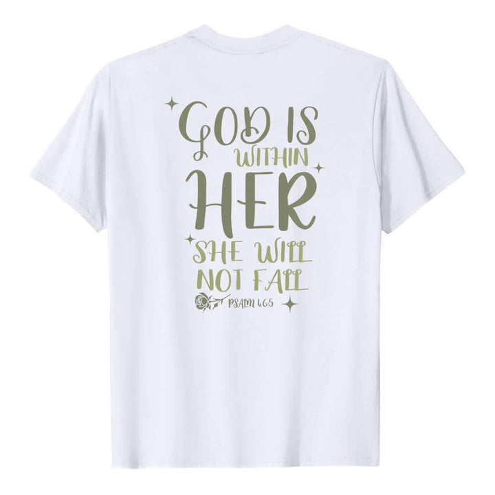 Christianartworkshop T-shirt classique imprimé avec le verset Psaume 46:5 et l'inscription « Dieu est en elle » (double face) - image 16